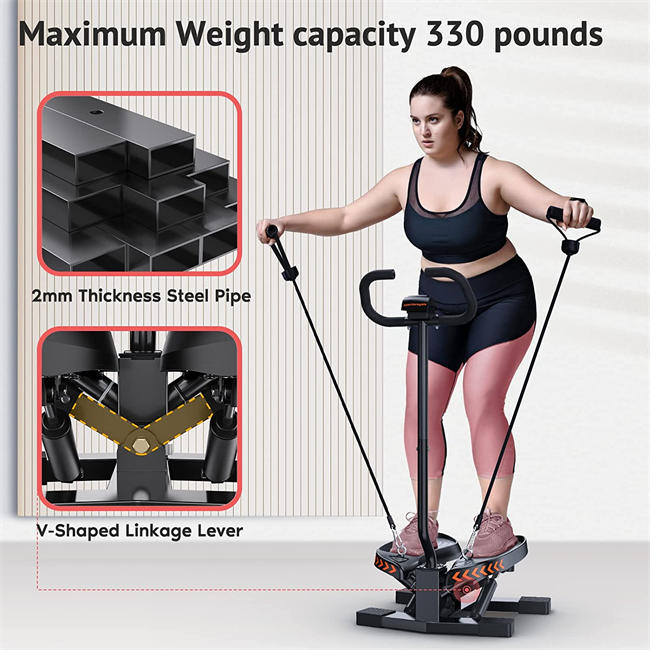 Stair Stepper with Resistance Band and Vertical Climber Exercise Machine for Home, More Than 300lbs Weight Capacity